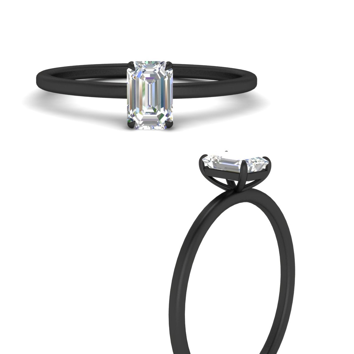 Emerald Cut Thin Classic Solitaire Ring Fascinating Diamonds