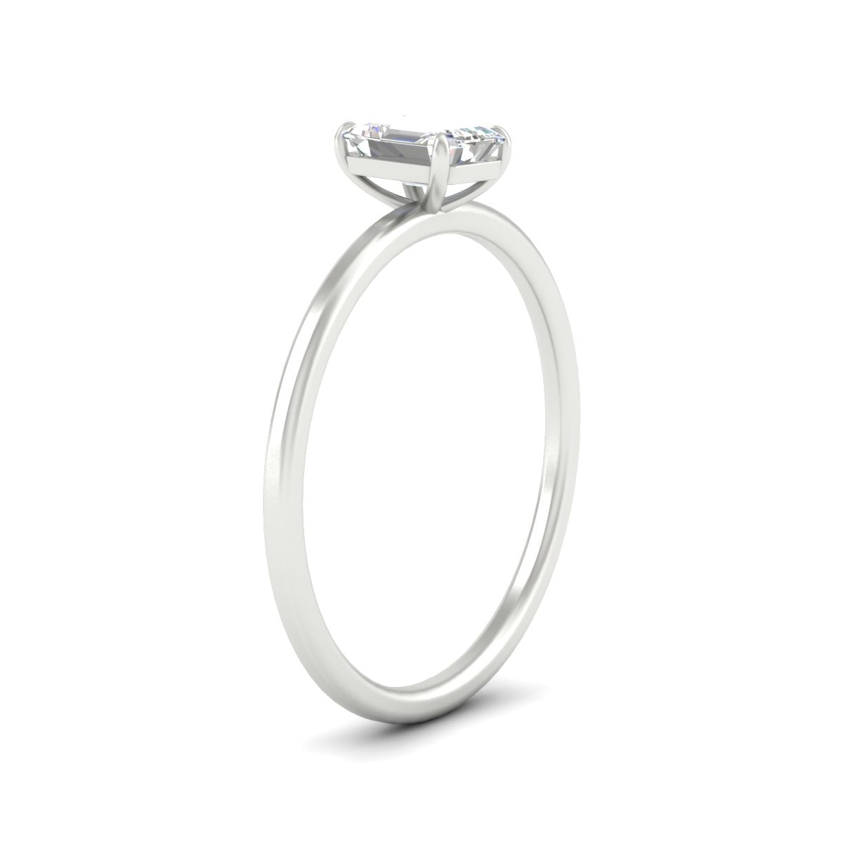 Emerald Cut Thin Classic Solitaire Ring Fascinating Diamonds
