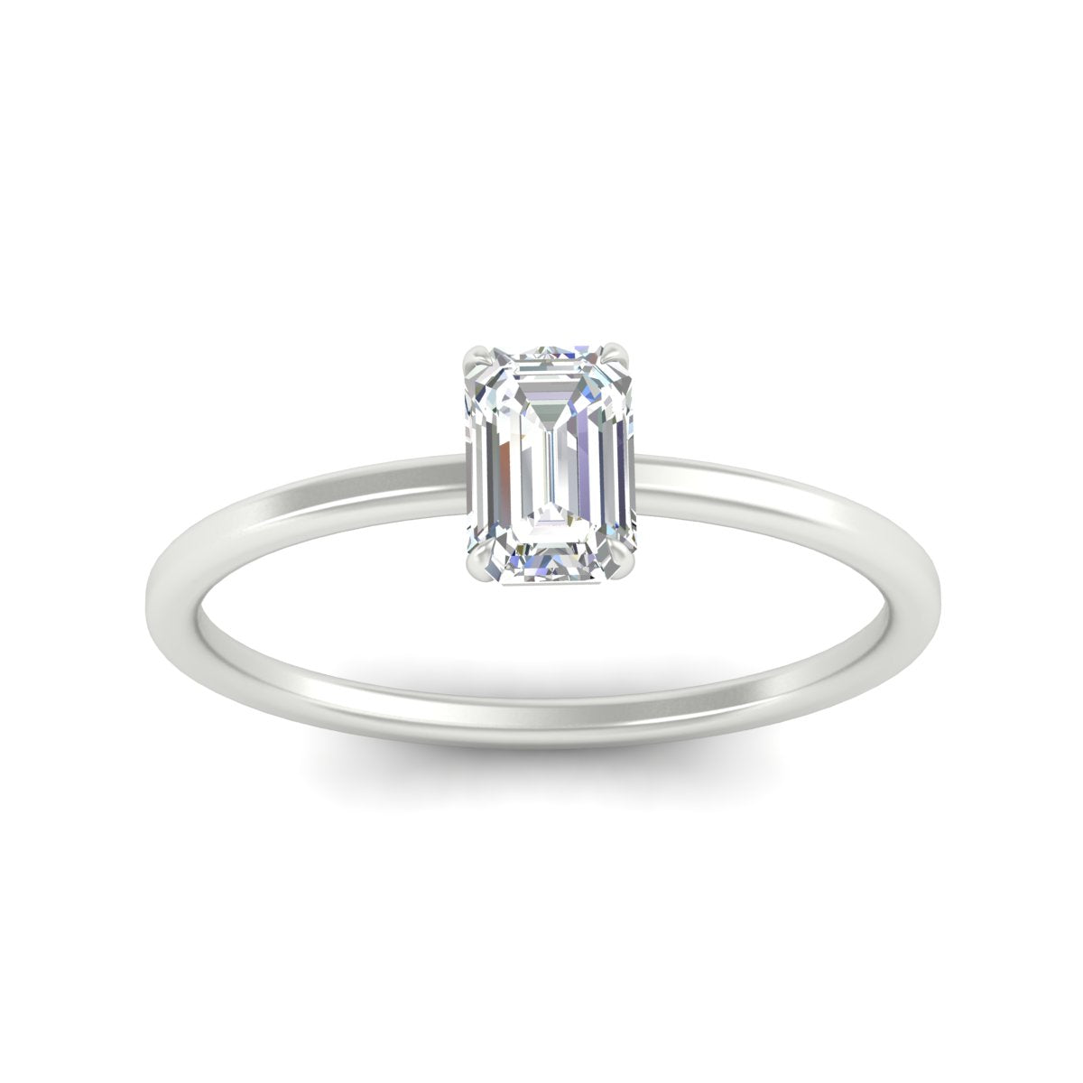 Emerald Cut Thin Classic Solitaire Ring Fascinating Diamonds