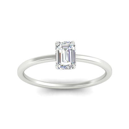 Emerald Cut Thin Classic Solitaire Ring Fascinating Diamonds