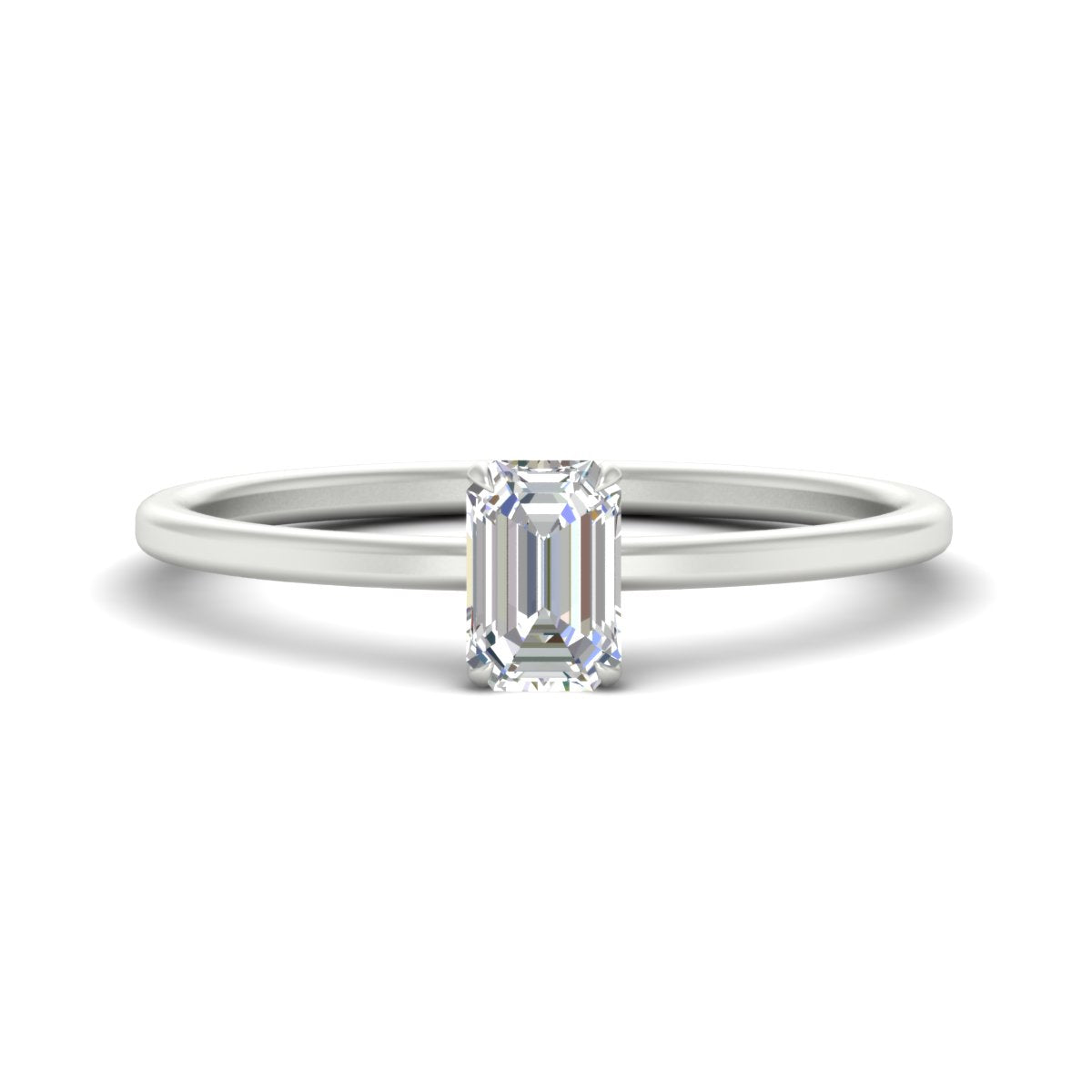 Emerald Cut Thin Classic Solitaire Ring Fascinating Diamonds