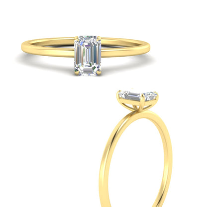Emerald Cut Thin Classic Solitaire Ring Fascinating Diamonds
