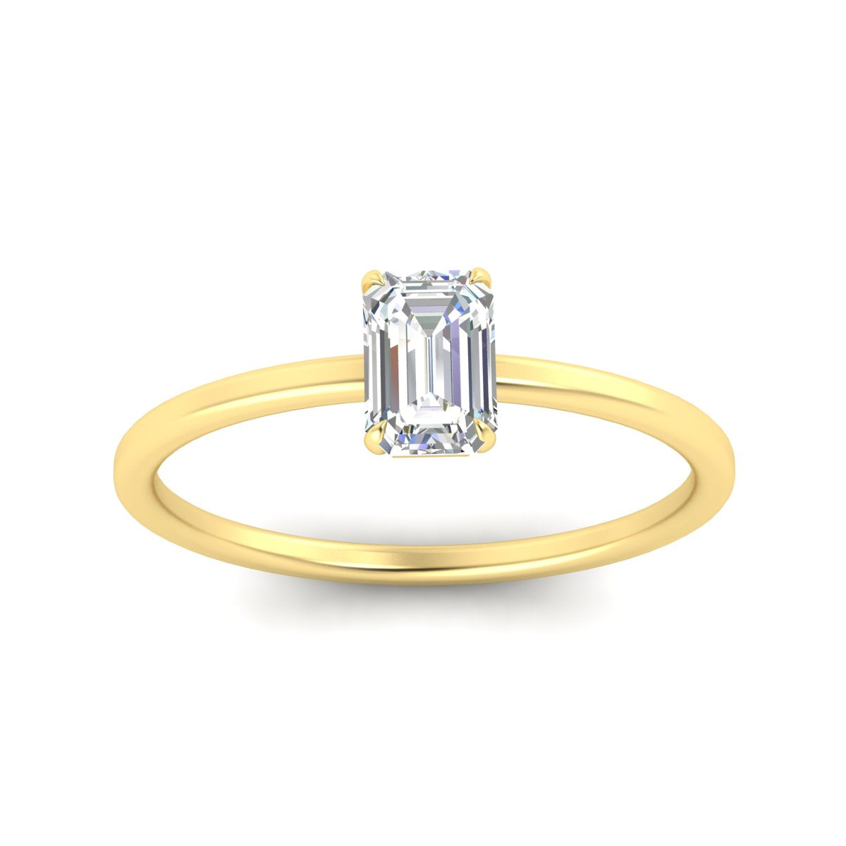 Emerald Cut Thin Classic Solitaire Ring Fascinating Diamonds