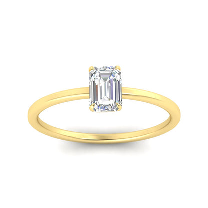 Emerald Cut Thin Classic Solitaire Ring Fascinating Diamonds
