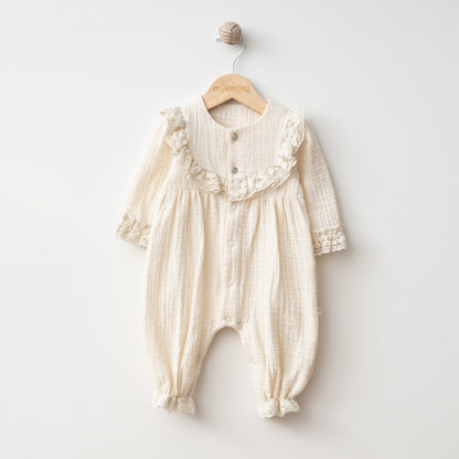 Emilia Ruffle Muslin Romper Honey and Hive