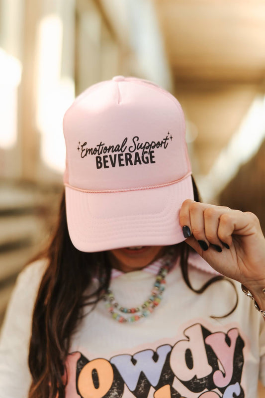 Emotional Support Beverage Pink Trucker Hat Wild Junkie