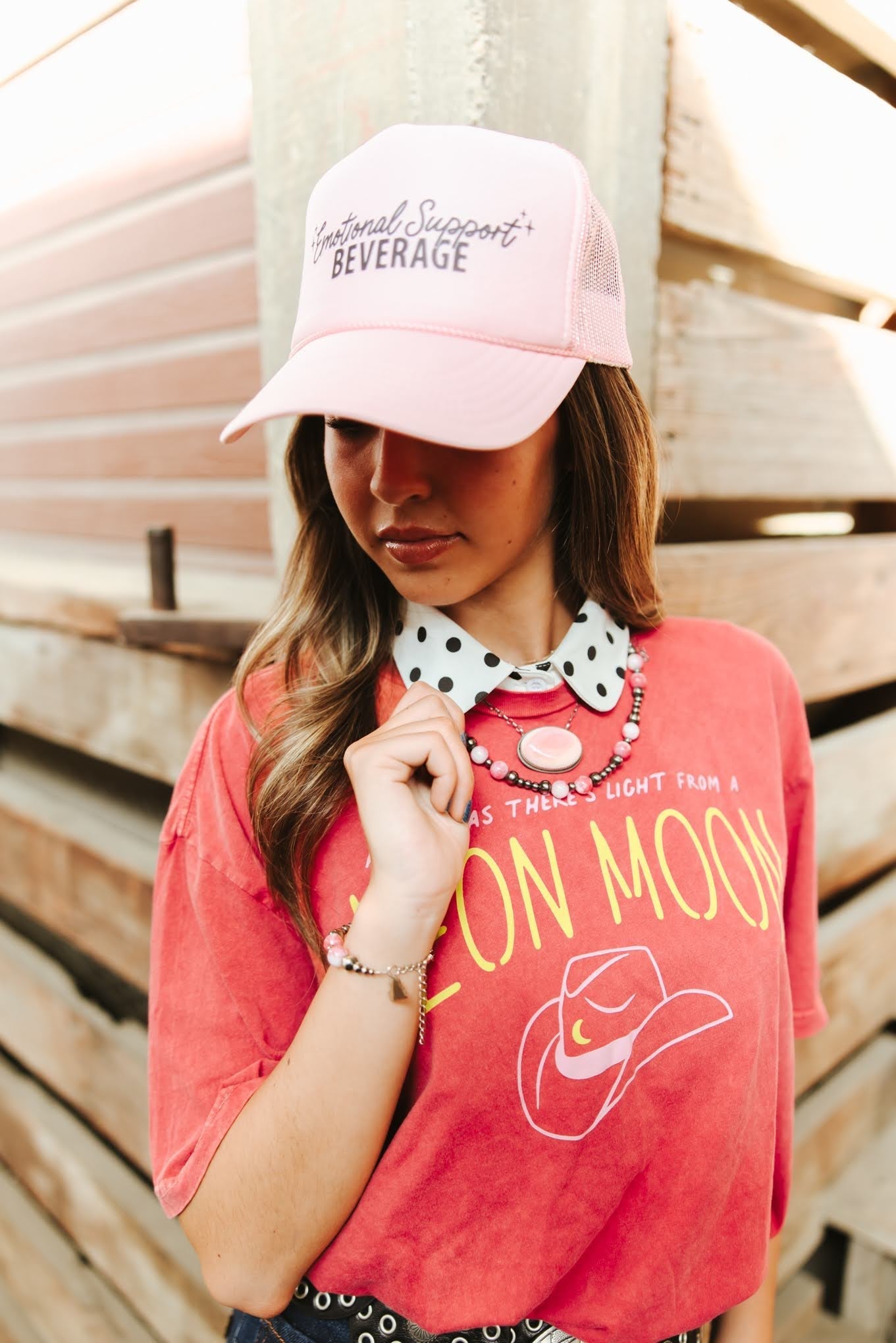 Emotional Support Beverage Pink Trucker Hat Wild Junkie