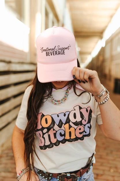 Emotional Support Beverage Pink Trucker Hat Wild Junkie