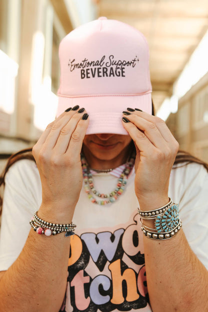 Emotional Support Beverage Pink Trucker Hat Wild Junkie