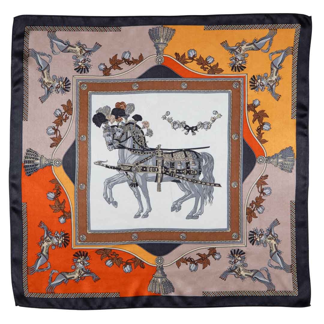 Helena - Stylized Equestrian Scarf in Bold Amber & Tangerine Urban-Equestrian