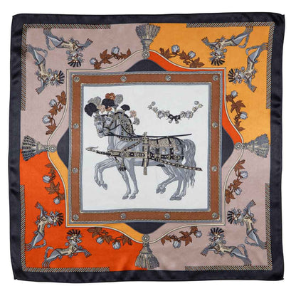 Helena - Stylized Equestrian Scarf in Bold Amber & Tangerine Urban-Equestrian