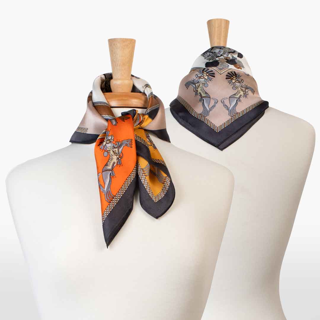 Helena - Stylized Equestrian Scarf in Bold Amber & Tangerine Urban-Equestrian