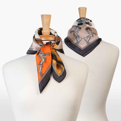 Helena - Stylized Equestrian Scarf in Bold Amber & Tangerine Urban-Equestrian