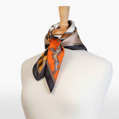 Helena - Stylized Equestrian Scarf in Bold Amber & Tangerine Urban-Equestrian