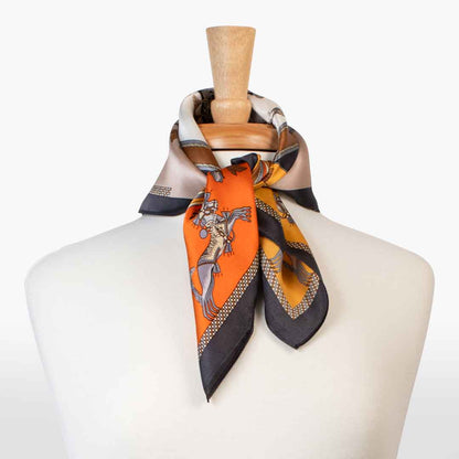 Helena - Stylized Equestrian Scarf in Bold Amber & Tangerine Urban-Equestrian