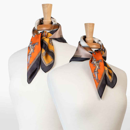 Helena - Stylized Equestrian Scarf in Bold Amber & Tangerine Urban-Equestrian