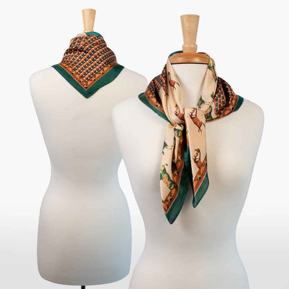 Empire - Stylized Equestrian Pattern Multi-Color w/ Emerald Border Scarf Urban-Equestrian