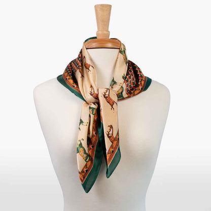 Empire - Stylized Equestrian Pattern Multi-Color w/ Emerald Border Scarf Urban-Equestrian