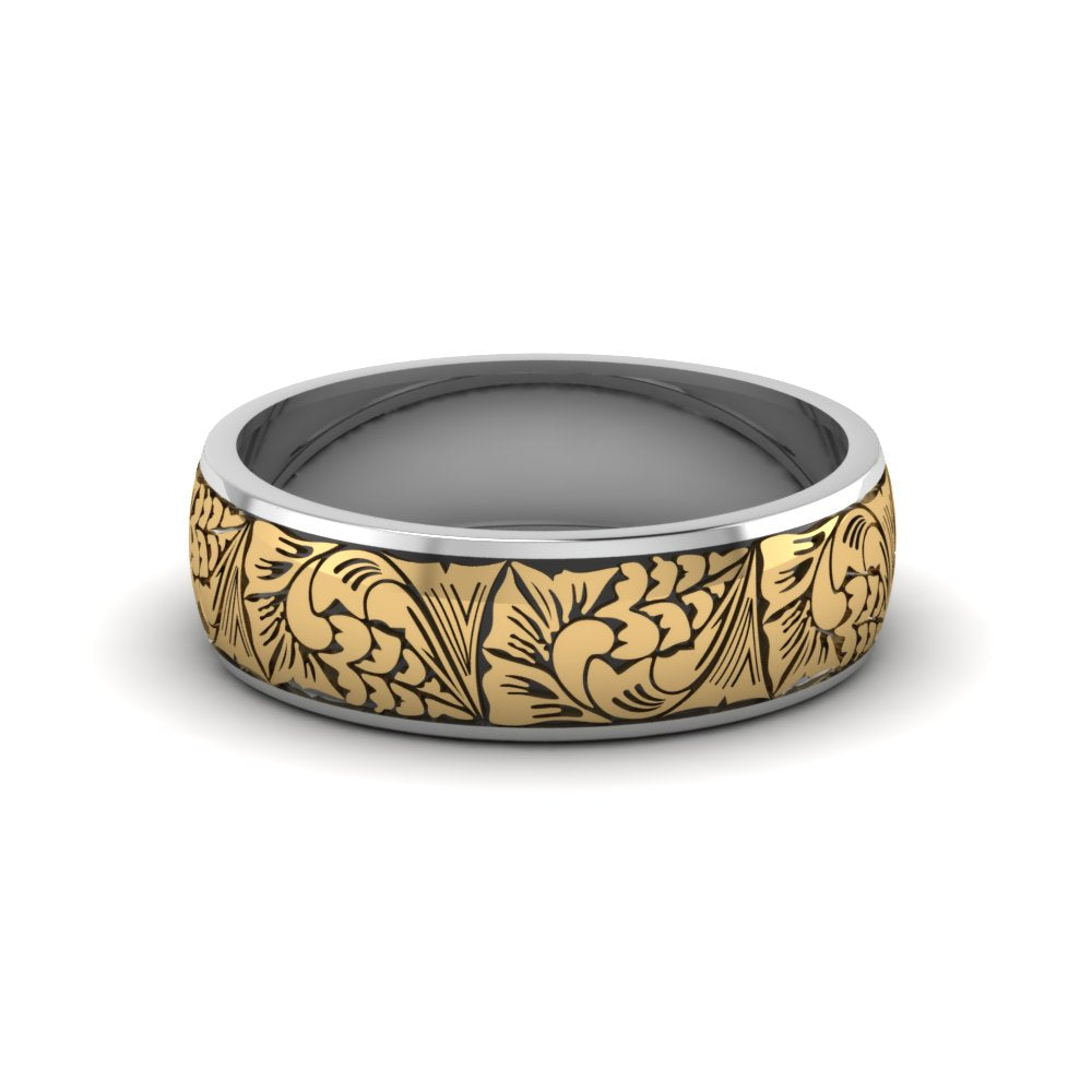 Engraved Mens Wedding Band Fascinating Diamonds