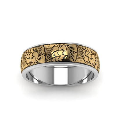 Engraved Mens Wedding Band Fascinating Diamonds
