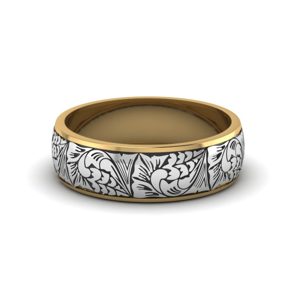 Engraved Mens Wedding Band Fascinating Diamonds