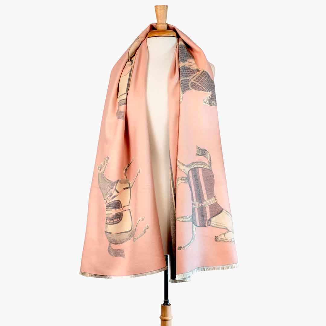 Equus -  Blush Pink Equestrian Motif Luxe Shawl Urban-Equestrian
