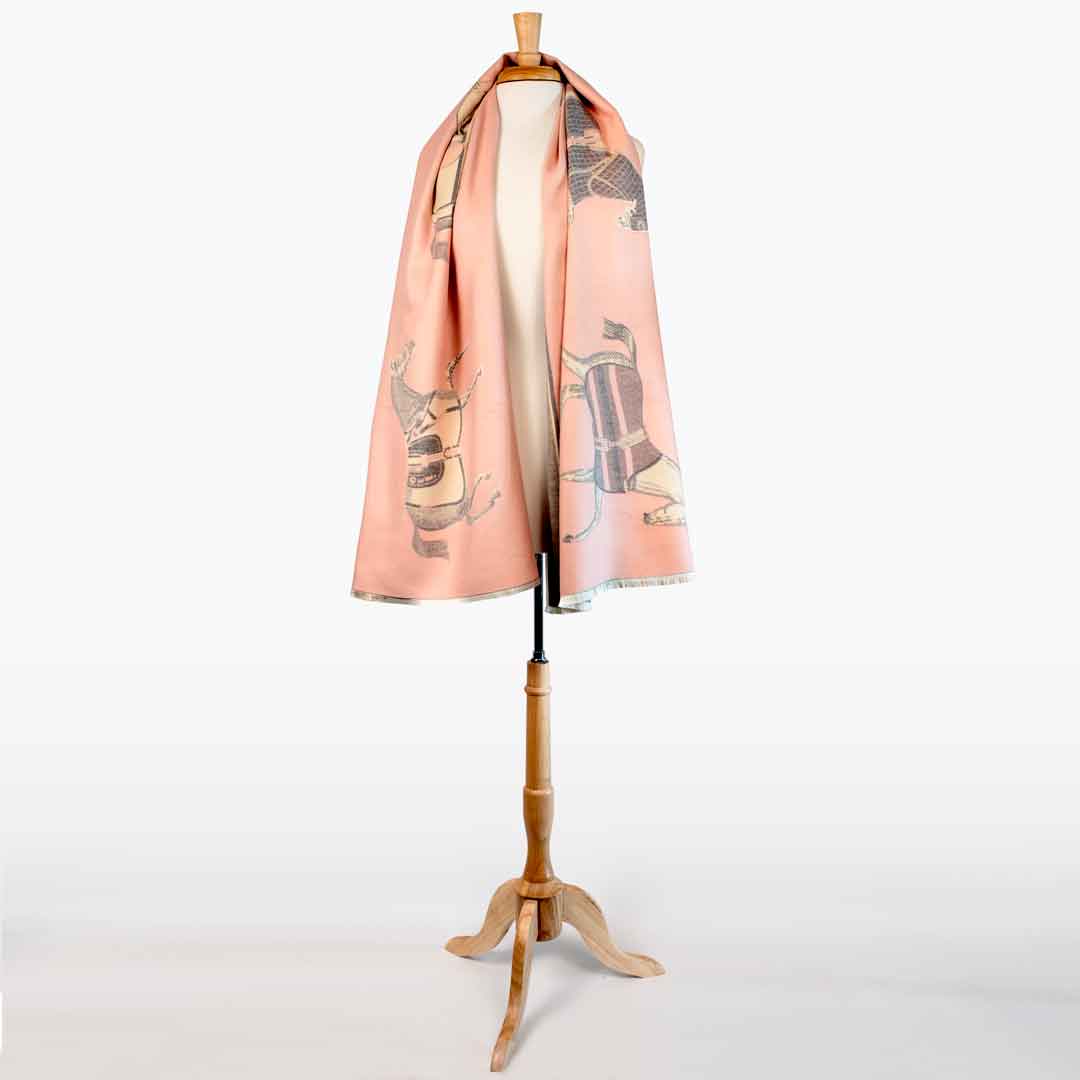 Equus -  Blush Pink Equestrian Motif Luxe Shawl Urban-Equestrian