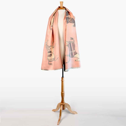 Equus -  Blush Pink Equestrian Motif Luxe Shawl Urban-Equestrian