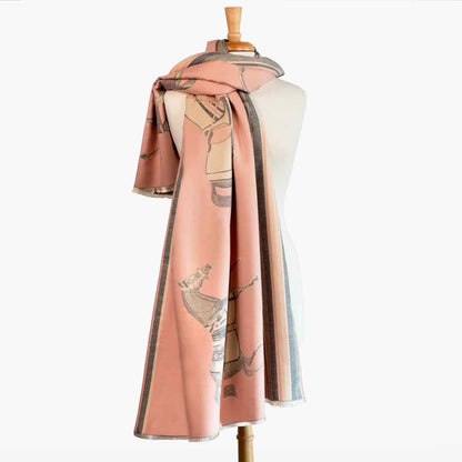 Equus -  Blush Pink Equestrian Motif Luxe Shawl Urban-Equestrian