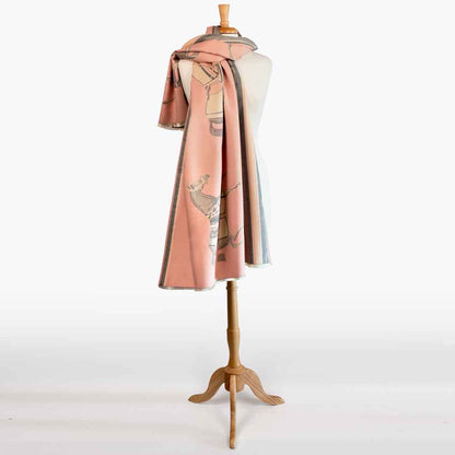 Equus -  Blush Pink Equestrian Motif Luxe Shawl Urban-Equestrian