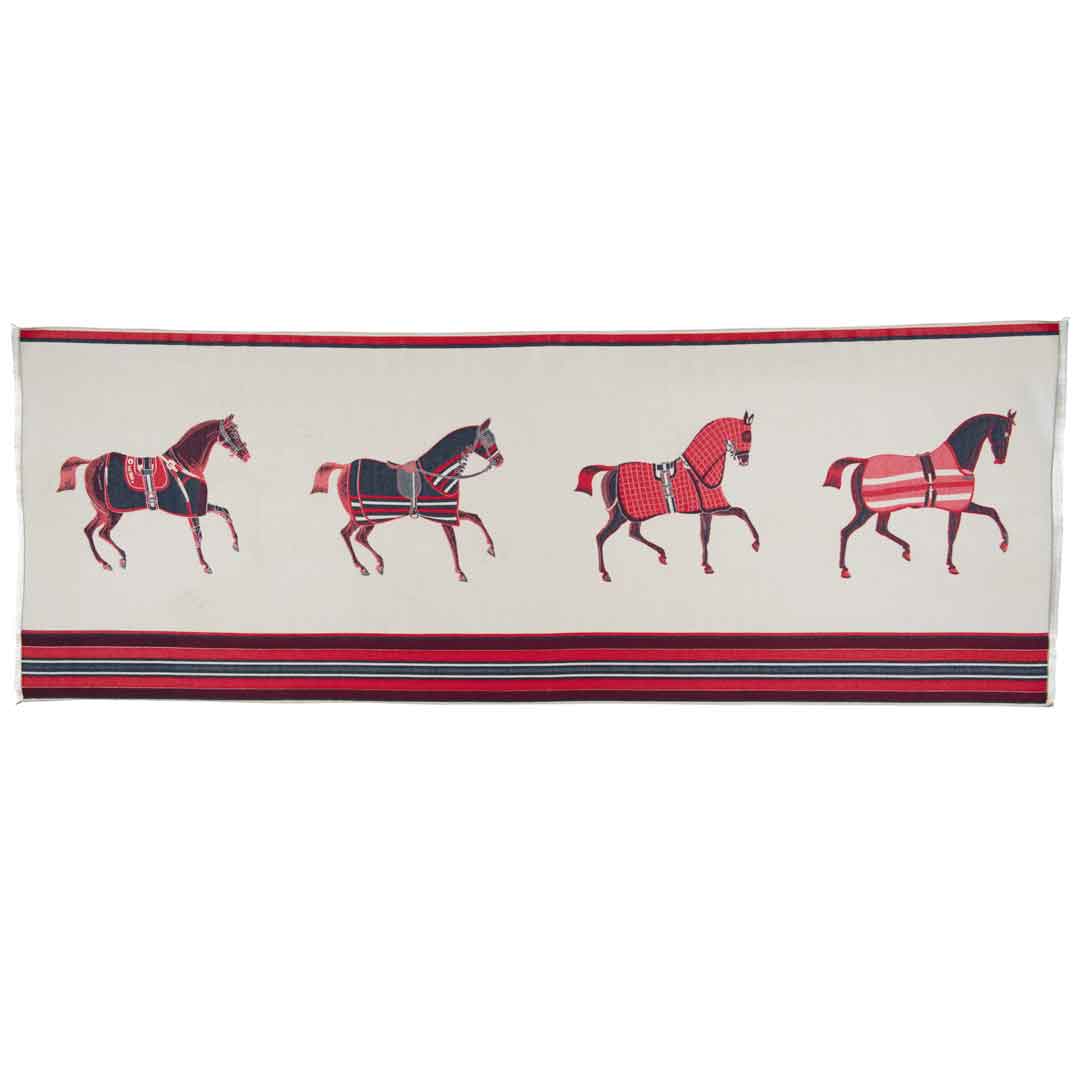 Equus -  Crimson Equestrian Motif Luxe Shawl Urban-Equestrian