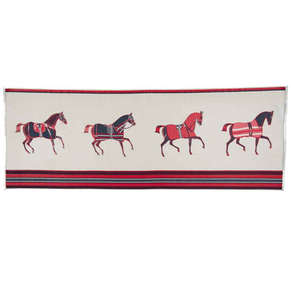 Equus -  Crimson Equestrian Motif Luxe Shawl Urban-Equestrian