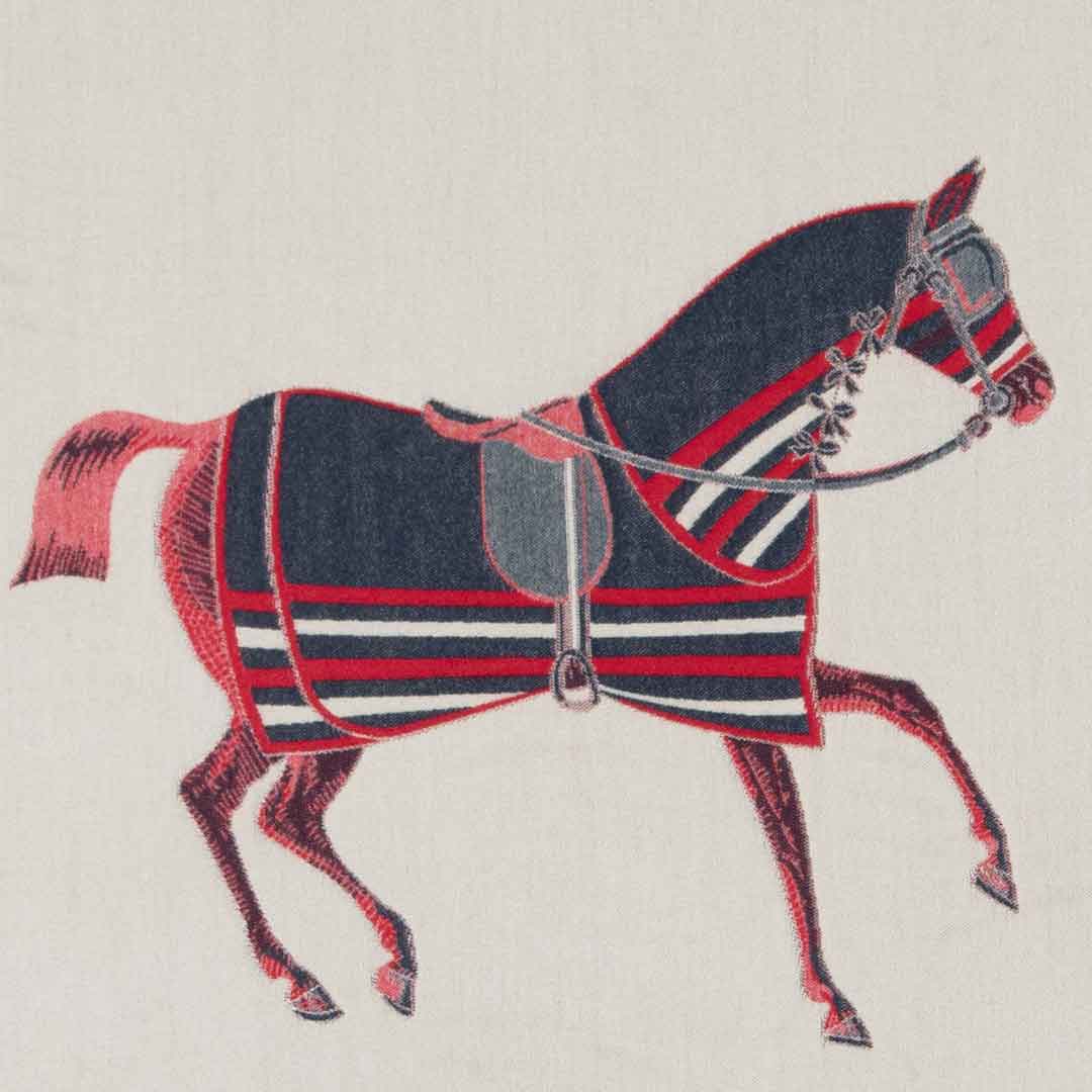 Equus -  Crimson Equestrian Motif Luxe Shawl Urban-Equestrian