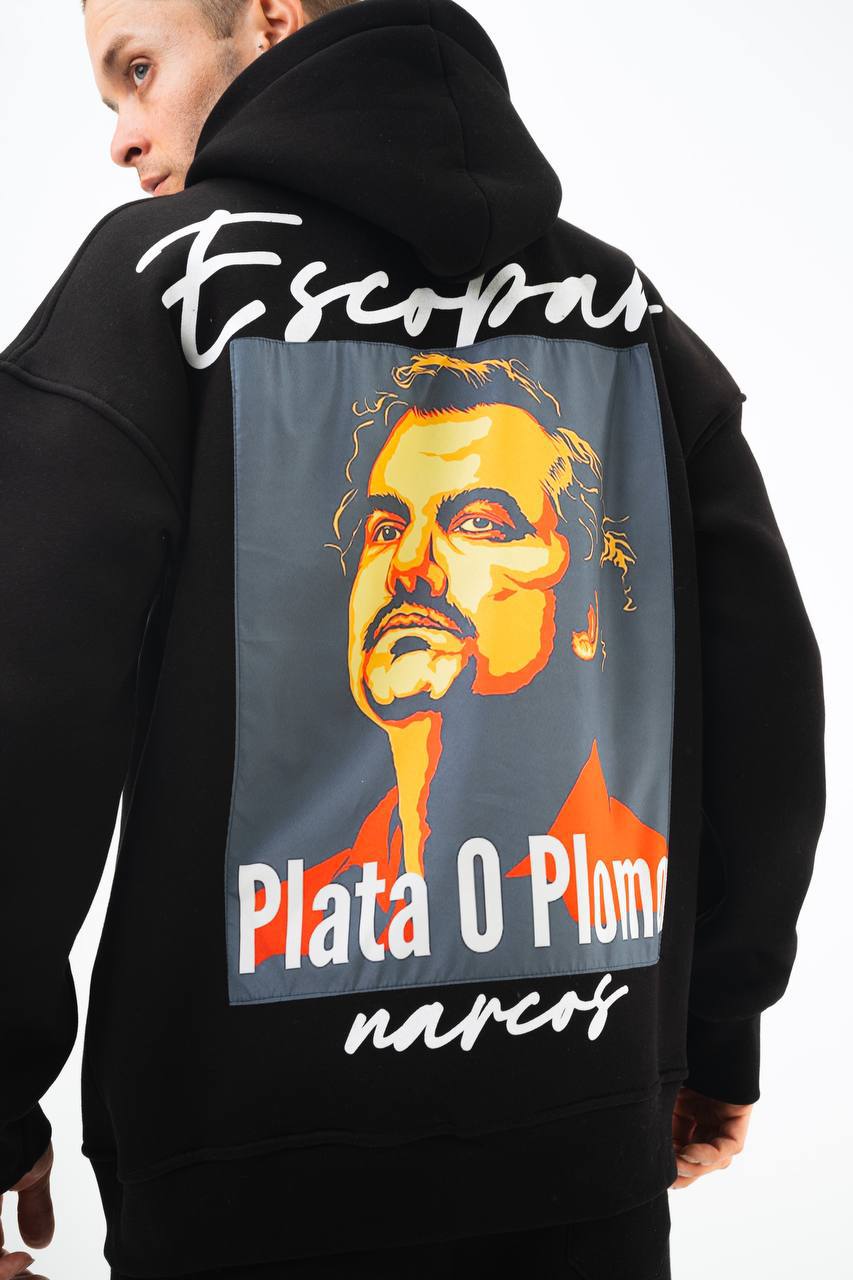 Oversize 'Escobar' Graphic Hoodie - Streetwear Hooded Sweatshirt 'Plata o Plomo' Withinblack