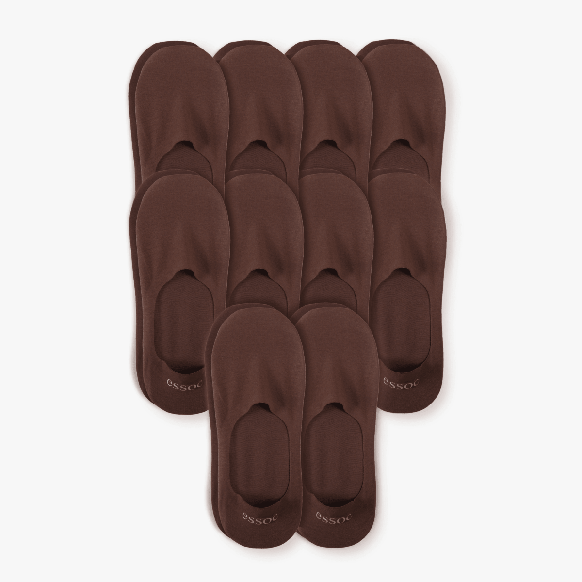 Unisex Cotton No Show Socks 10-Pack | Espresso Brown essoc
