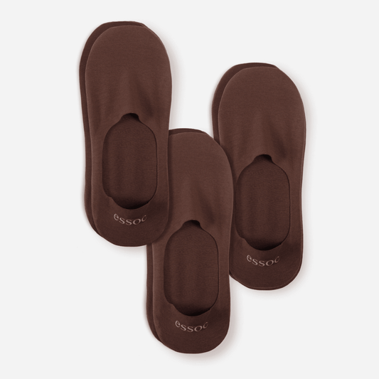 Unisex Cotton No Show Socks 3-Pack | Espresso Brown essoc