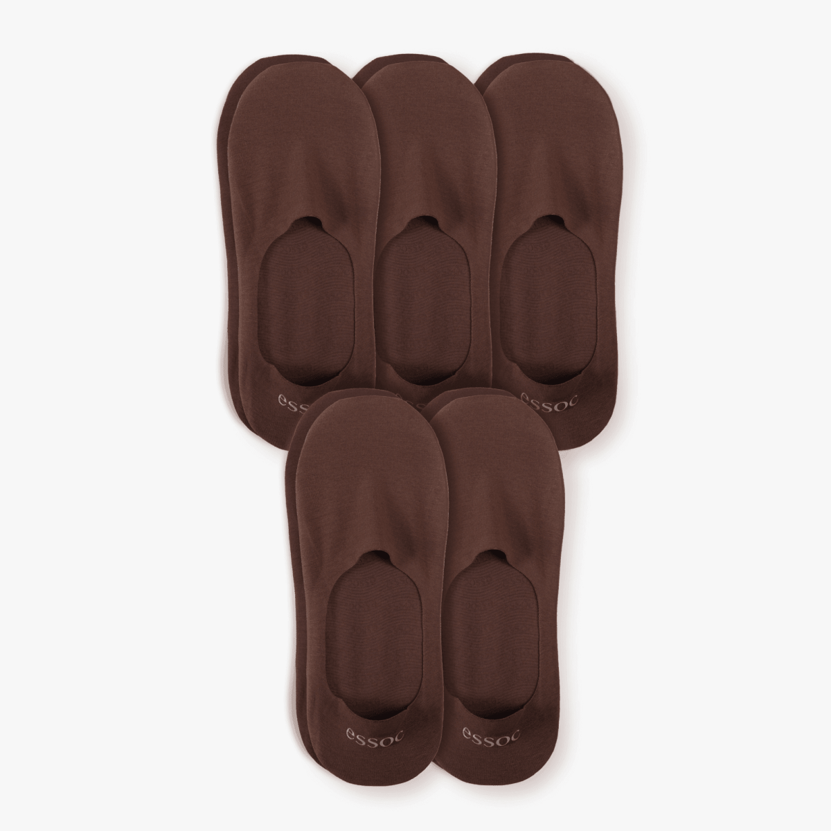Unisex Cotton No Show Socks 5-Pack | Espresso Brown essoc