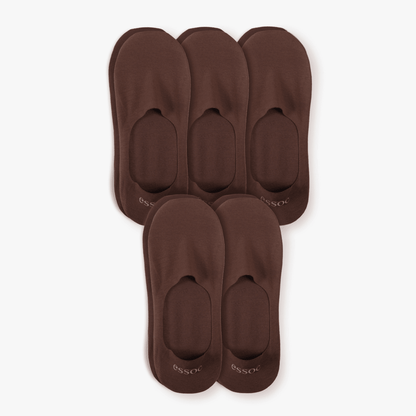 Unisex Cotton No Show Socks 5-Pack | Espresso Brown essoc