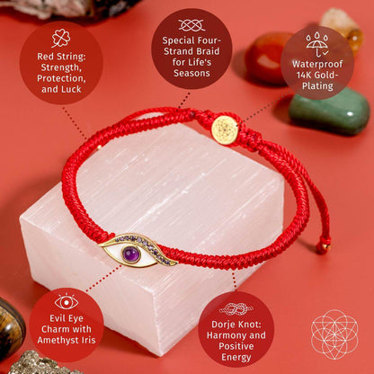 Eye of Spiritual Protection - Four-Strand Red String Bracelet Conscious Items