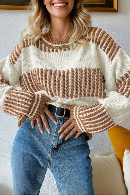 Stripe Patchwork Drop Shoulder Sweater Shop Style & More | Fresh Looks, Everyday Deals & Free Shipping