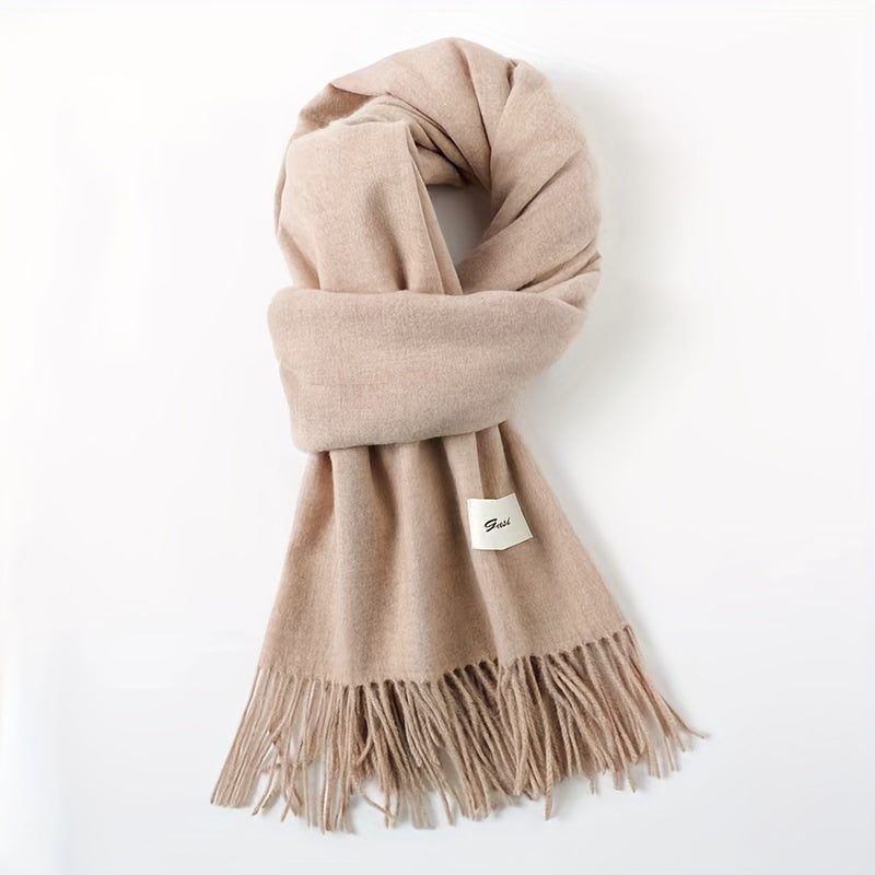 Solid Color Tassel Scarf, Hand Wash Only, Elegant Fringe Shawl for Women, Fashion Accessory NovaCart