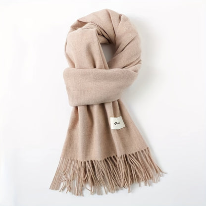 Solid Color Tassel Scarf, Hand Wash Only, Elegant Fringe Shawl for Women, Fashion Accessory NovaCart