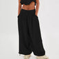 Women’s Solid Color Wide Leg Pants – Elastic Drawstring Waist and Side Pockets FitiqueFit