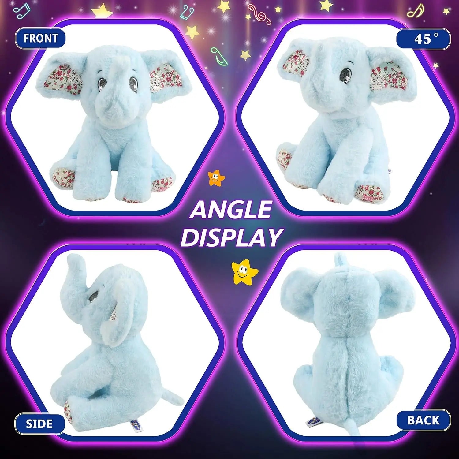 12-Inch Musical Light-Up Elephant Plush Toy - Adorable LED Nightlight with Lullabies for Kids - Perfect Gift for Birthdays and Special Occasions