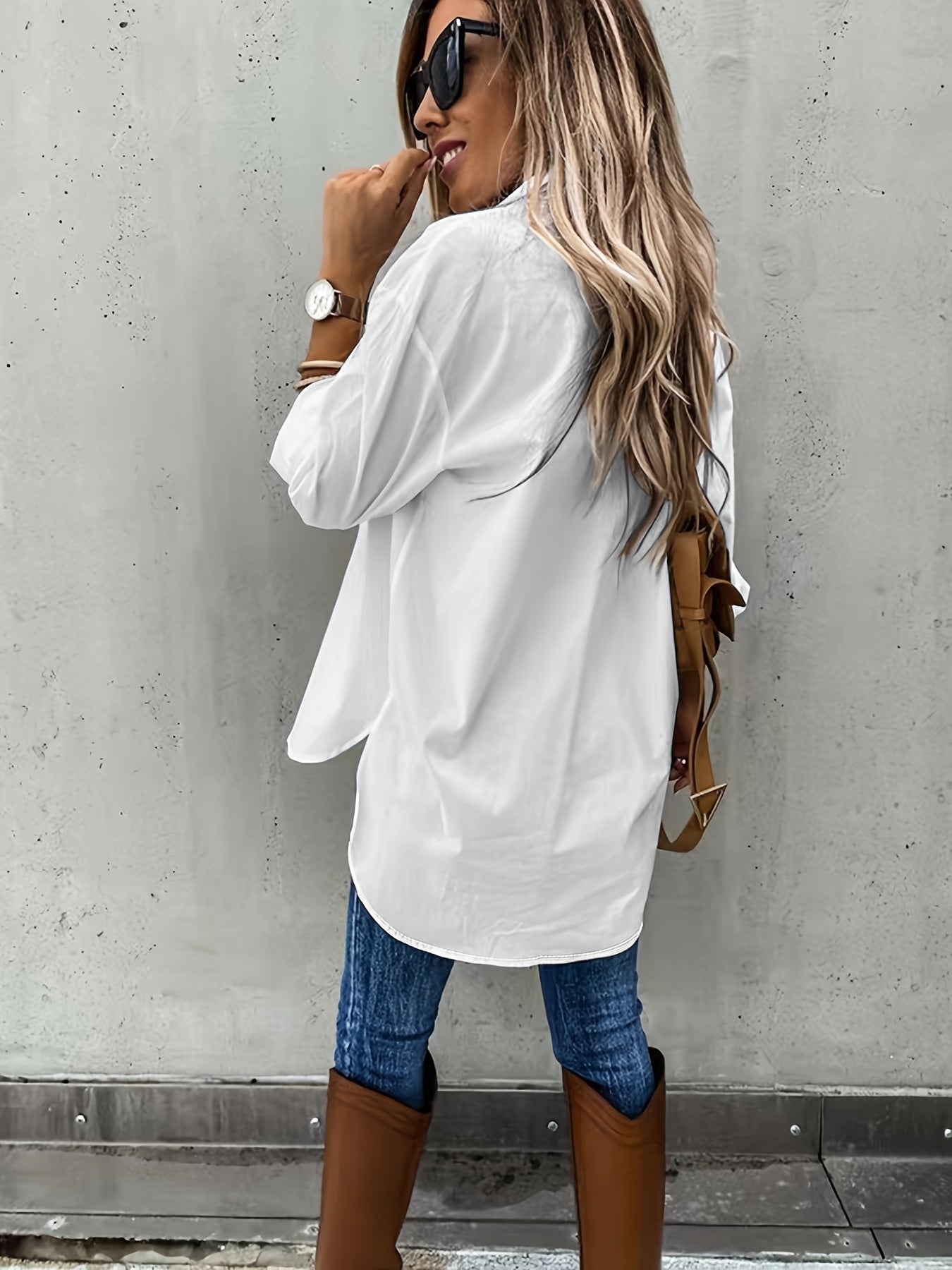 Women’s Casual Long Sleeve Shirt with Pocket FitiqueFit