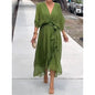 Batwing Sleeve V-Neck Midi Dress – Tied Irregular Hem Fairy Dress FitiqueFit