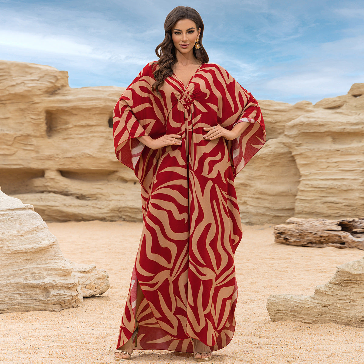 Fashion Personalized Cotton Printed Beach Dress Women Grayceful LLC