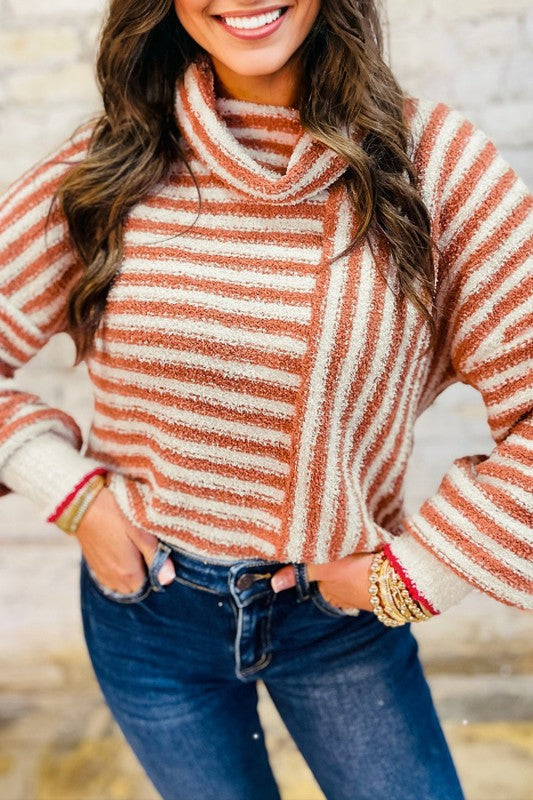 Stripe Cowl Neck Drop Shoulder Sweater Shop Style & More | Fresh Looks, Everyday Deals & Free Shipping