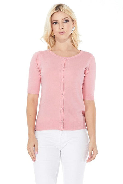 Half Sleeve Crewneck Button Sweater Cardigan Shop Style & More | Fresh Looks, Everyday Deals & Free Shipping