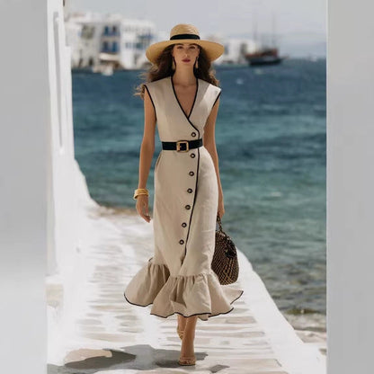 V-Neck Sleeveless High-Waist Maxi Dress – 5 Colors, S–2XL FitiqueFit